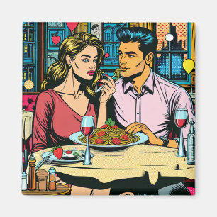 Imán Primera cita Cena de espaguetis