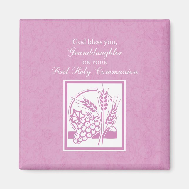 Imán Primera comunión de nieta, rosa (Frente)