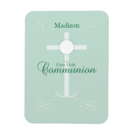 Imán Primera comunión sagrada, guión en verde suave