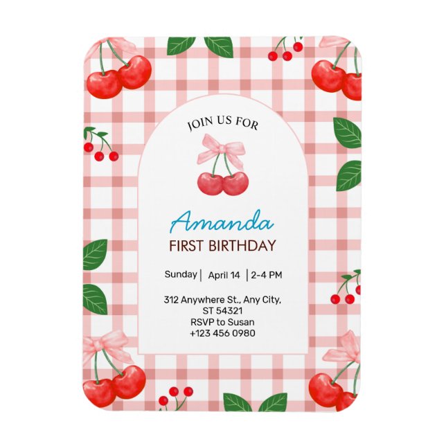 Imán Primera invitación a Chica por cumpleaños (Vertical)