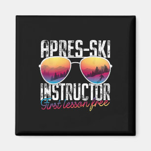 Imán Primera Lección Apres Instructor De Esquí Esquina