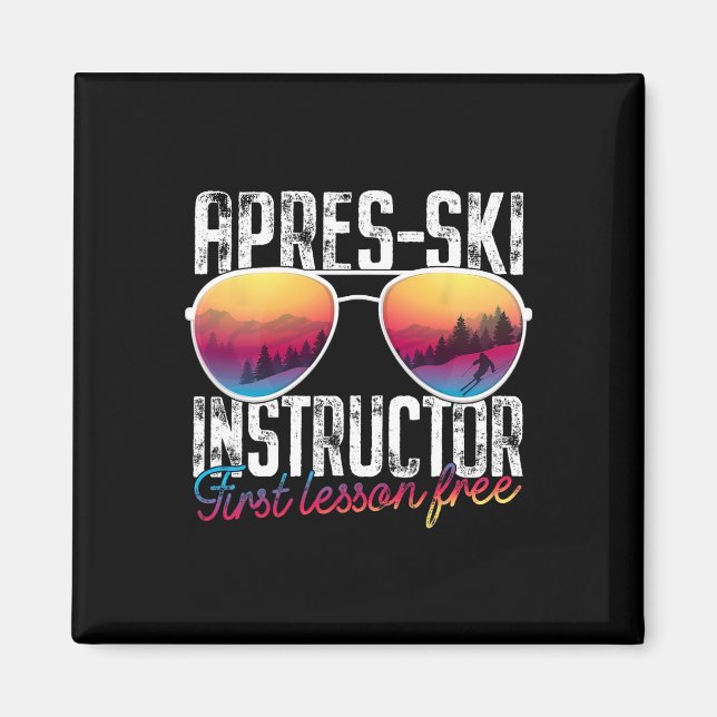 Imán Primera Lección Apres Instructor De Esquí Esquina  (Frente)