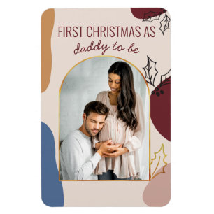 Imán Primera Navidad como Foto con formas de acebo ar