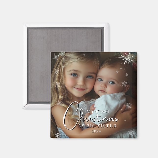 Imán Primera Navidad como foto de una gran hermana (Anverso/Reverso)