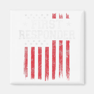 Imán Primera Respuesta Orgullosa Bandera Estadounidense
