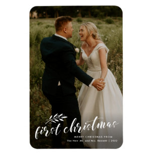 Imán Primera tarjeta de vacaciones de Boda de guiones d