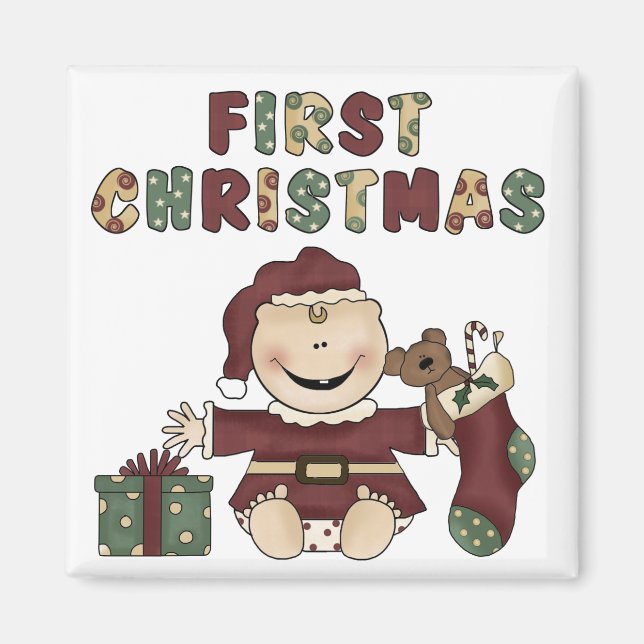 Imán Primeras camisetas y regalos de navidad (Frente)
