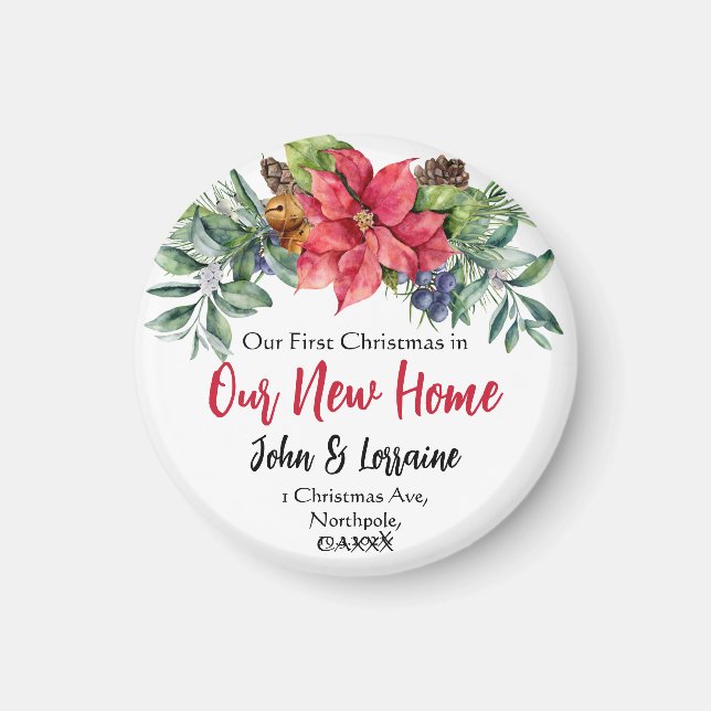 Imán Primeras navidades en nuestro nuevo ornamento domé (Frente)