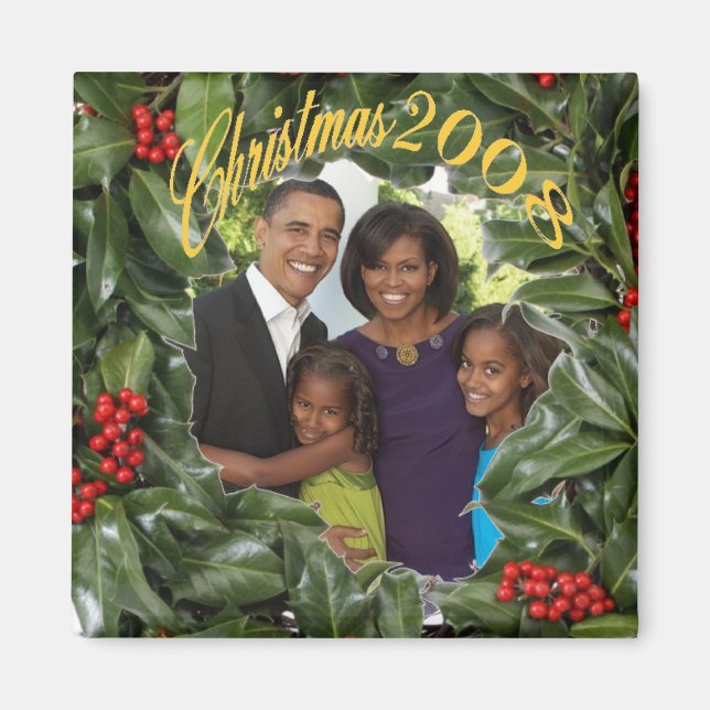 Imán Primeros Navidades de familia del presidente Obama (Frente)