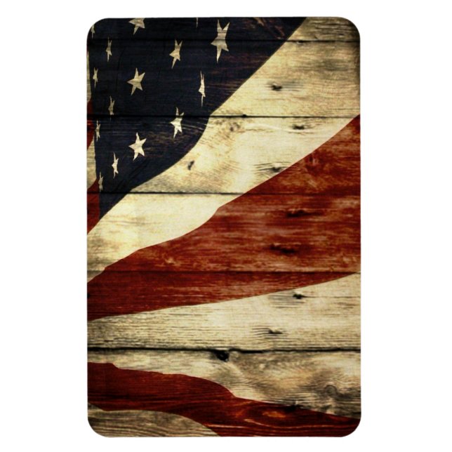 Imán Primitiva Americana Barn Wood Bandera Americana (Vertical)