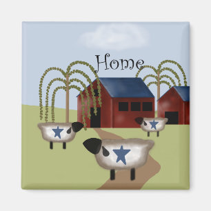 Imán Primitive Americana Barn and Sheep