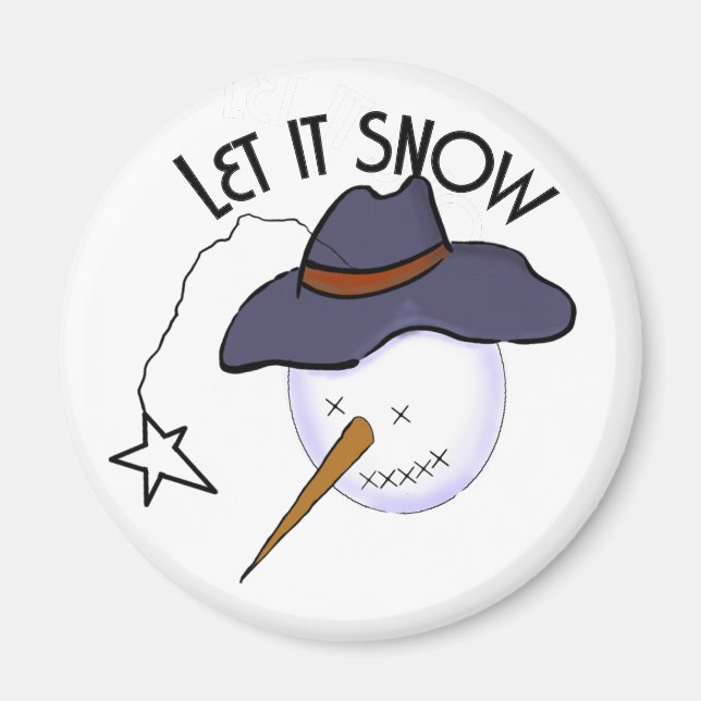 Imán Primitive Snowman de Navidades curos (Frente)