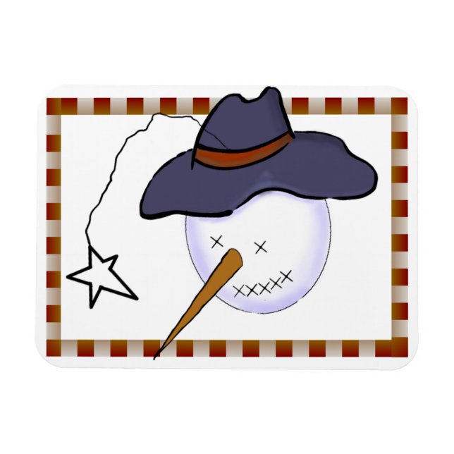 Imán Primitive Snowman de Navidades curos (Horizontal)