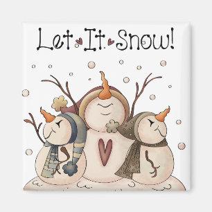 Imán Primitivo del País Invierno Snowman Snowflake