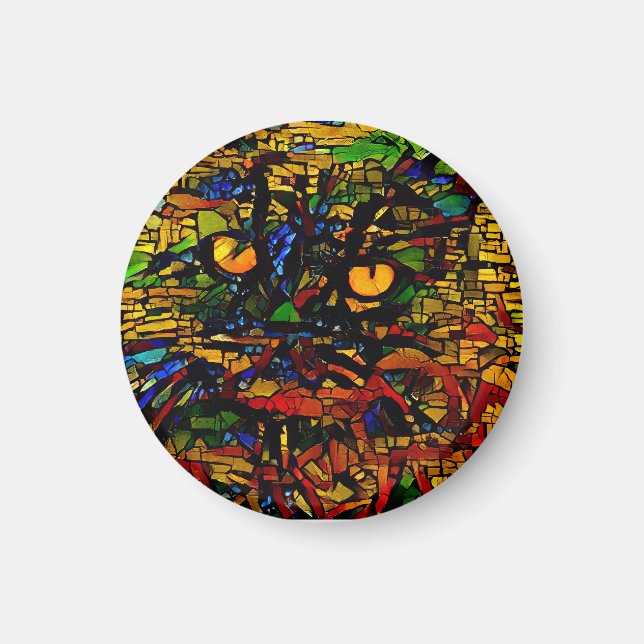 Imán Prin de arte de gato colorido (Frente)