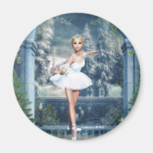 Imán Princesa Ballerina Round Magnet de la nieve