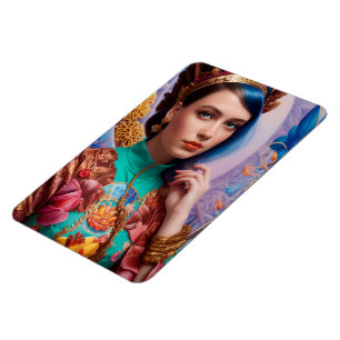 Imán Princesa con traje azul teñido decorativo