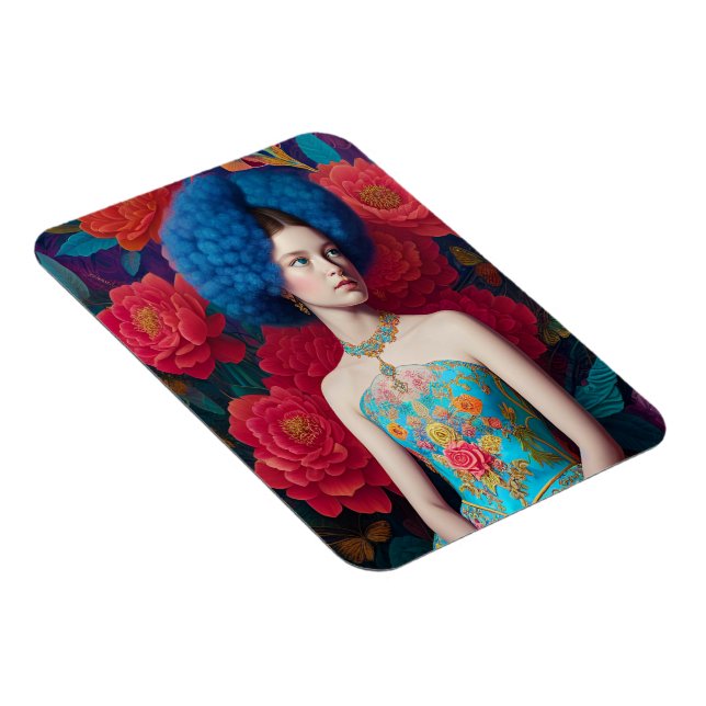 Imán Princesa con vestido decorativo azul (Lado Derecho)