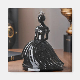 Imán Princesa de cristal de cristal con vestido negro