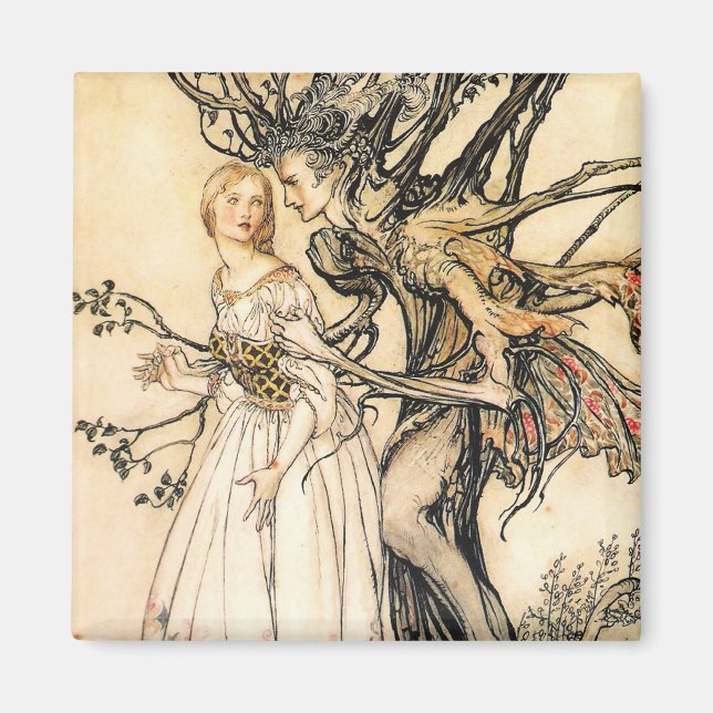Imán Princesa de cuento de hadas y Elf de árbol (Frente)