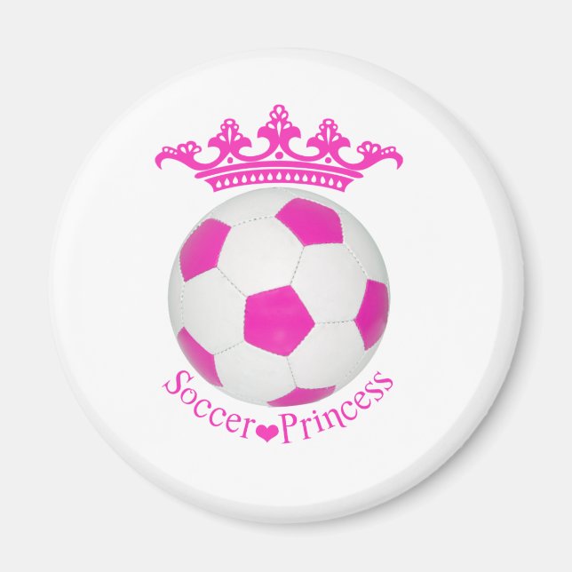 Imán Princesa de fútbol, bola de fútbol rosa (Frente)