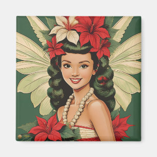 Imán Princesa de Navidades tropicales retro de los años