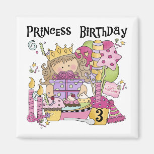Imán Princesa fiesta 3 camisetas de cumpleaños y regalo