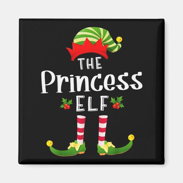 Imán Princess Christmas Elf Matching Pajama X-mas Party (Frente)