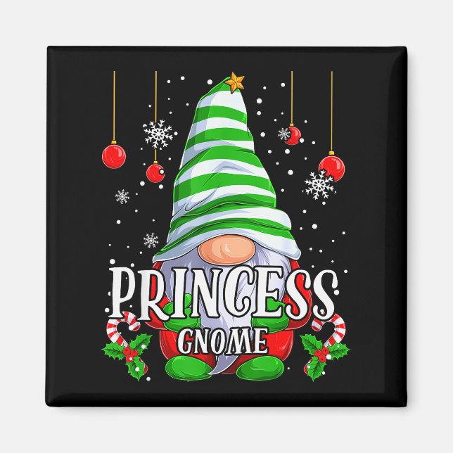 Imán Princess Gnome Christmas Pajamas Matching Family G (Frente)