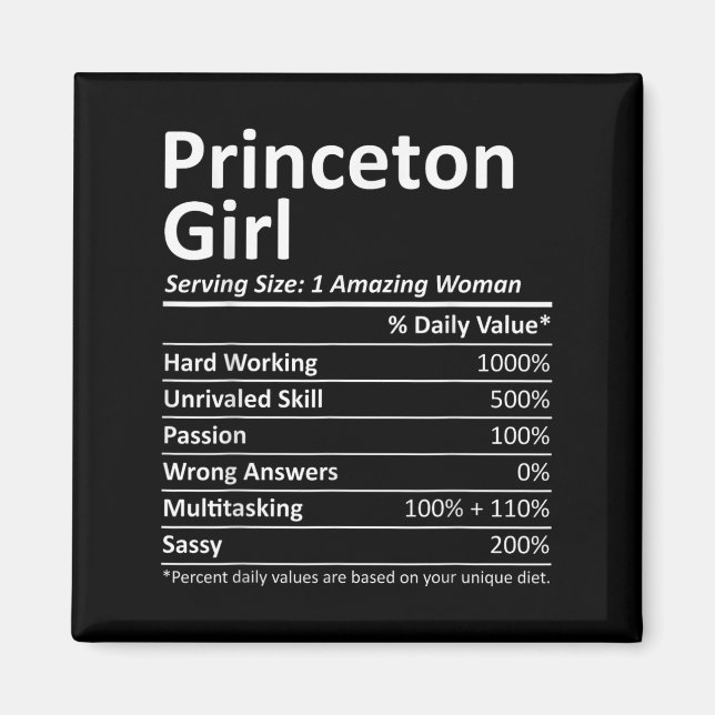 Imán Princeton Girl Nj New Jersey Funny City Home Roots (Frente)