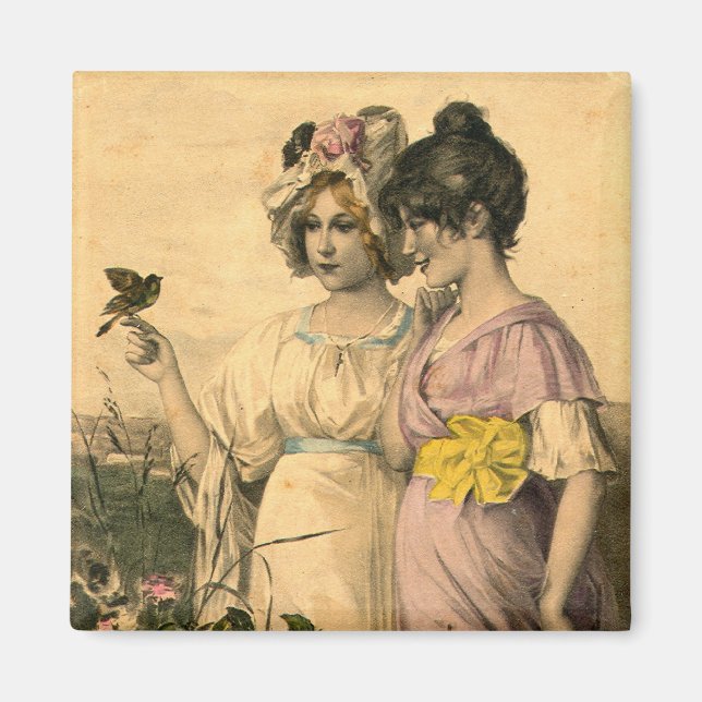 Imán Printemps Springtime Jóvenes Mujeres Arte de cosec (Frente)