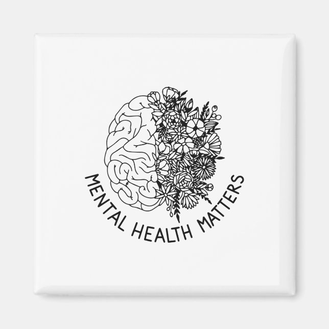 Imán Problemas de salud Flores de Cerebro Humano Aviso  (Frente)
