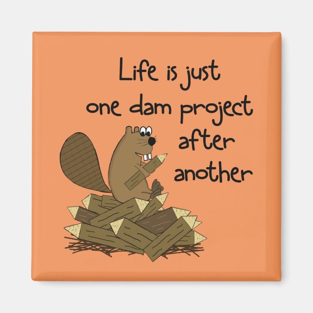 Imán Problemas de trabajo divertidos de castores (Frente)