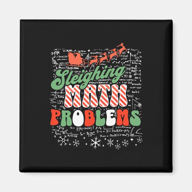 Imán Problemas matemáticos retro de trineo Santa profes (Frente)