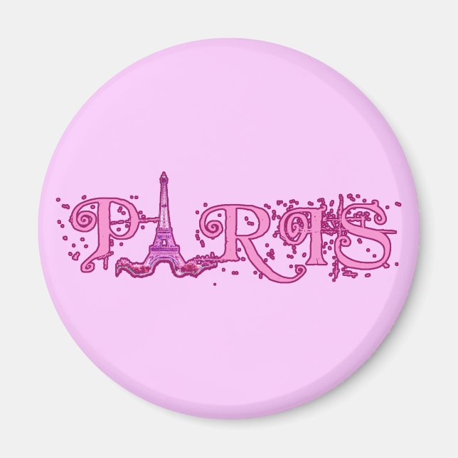 Imán Productos de París rosados bonito (Frente)