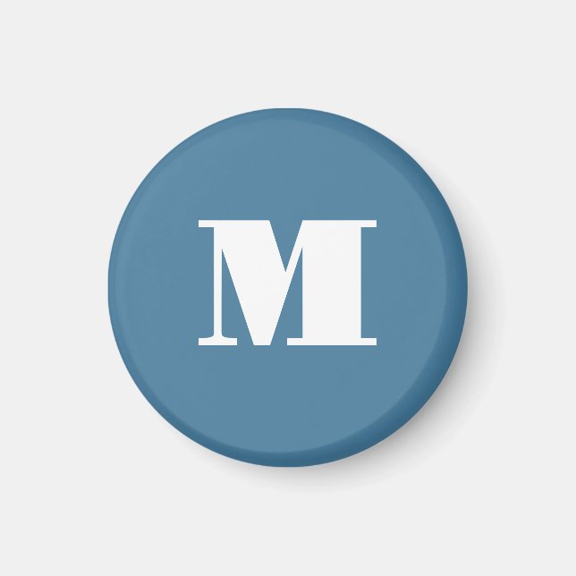 Imán Profesional Minimalista de bollo azul sólido monog (Frente)