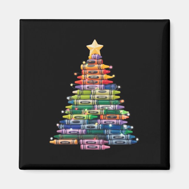 Imán Profesor Crayon Árbol de Navidad enciende escuela  (Frente)