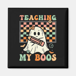 Imán Profesor Cute Ghost Groovy Teacher Halloween Teach