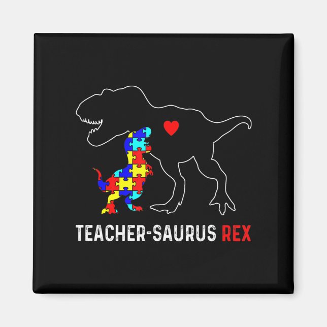 Imán Profesor de autismo Dinosaurio Teachersaurus Rex A (Frente)