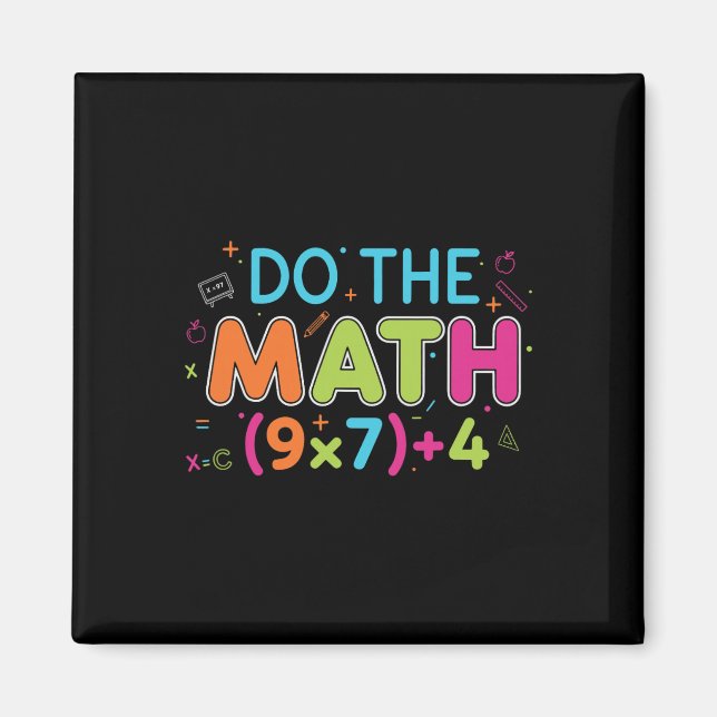 Imán Profesor de matemáticas divertido hace matemáticas (Frente)