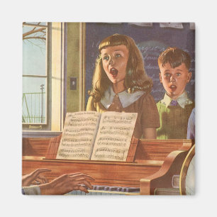 Imán Profesor de música vintage enseñando a cantar a es