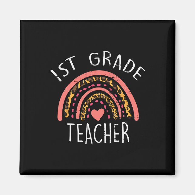 Imán Profesor de primer grado Leopard Rainbow Primer dí (Frente)