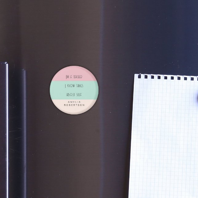 Imán Profesor divertido colorblock personalizado  (Subido por el creador)