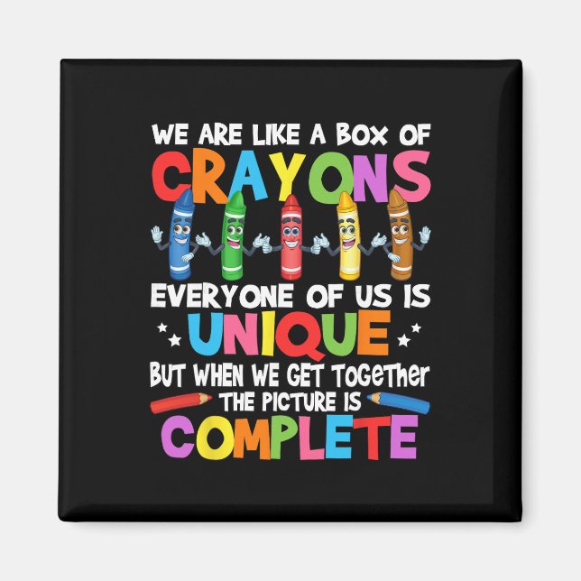 Imán Profesor Divertido Somos Como Una Caja De Crayones (Frente)