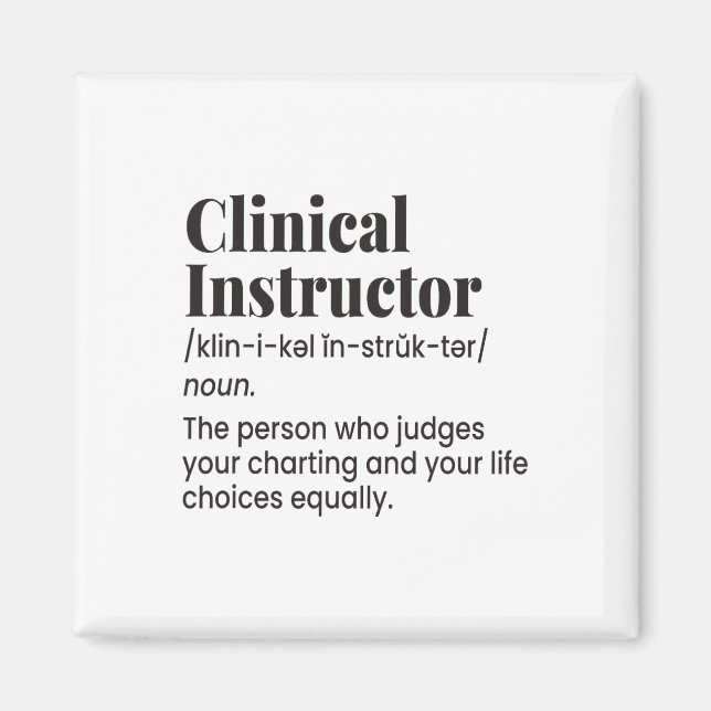 Imán Profesor Enfermera Instructor Clínico Definición D (Frente)