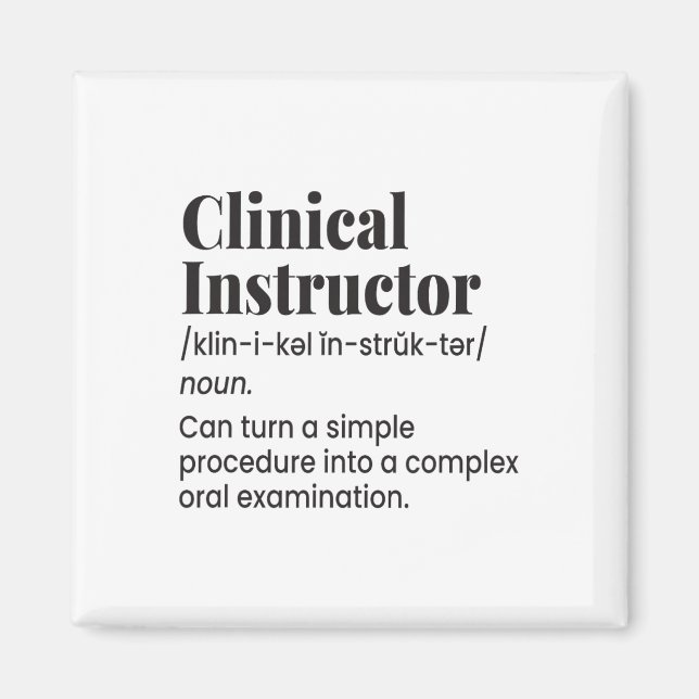 Imán Profesor Enfermera Instructor Clínico Definición D (Frente)