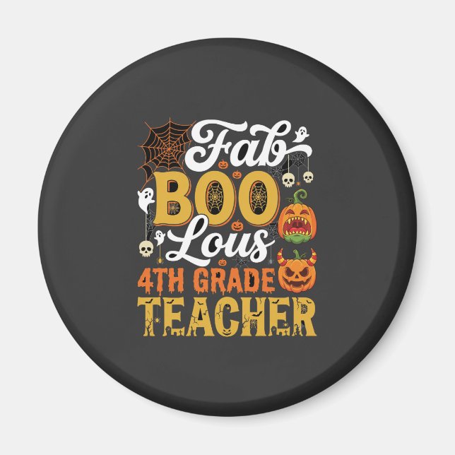 Imán Profesor fantástico de Halloween de 4to grado (Frente)