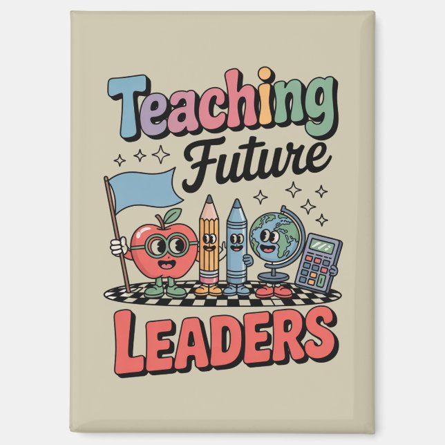 Imán Profesor Retro Genial Enseña a Líderes del Futuro (Anverso)