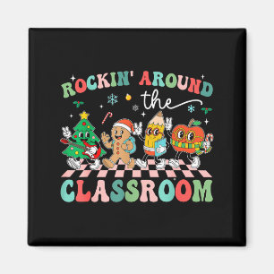Imán Profesor Retro Groovy Navidad Rockeando Alrededor