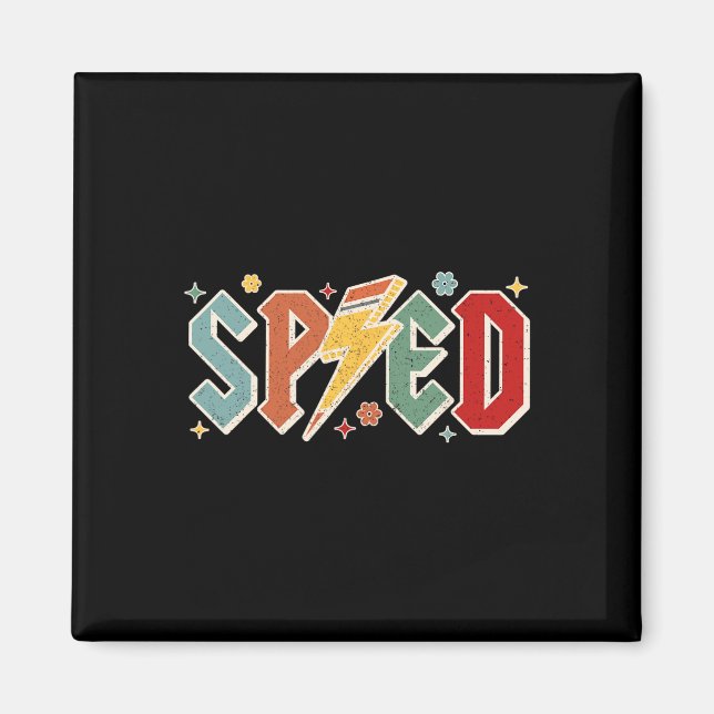 Imán Profesor Retro Sped Lápiz Rayo Relámpago De Vuelta (Frente)